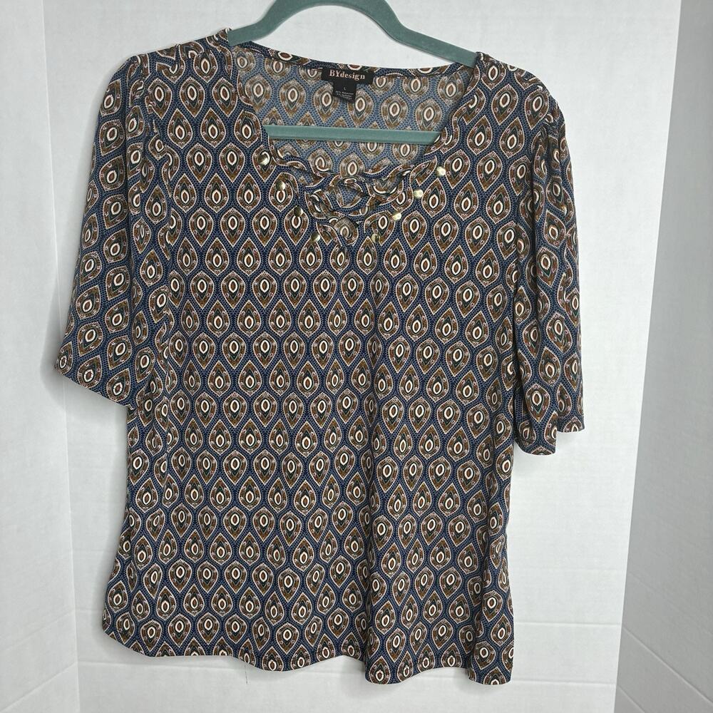 By Design Women's Large Criss Cross Strappy Front Blouse Top Artsy